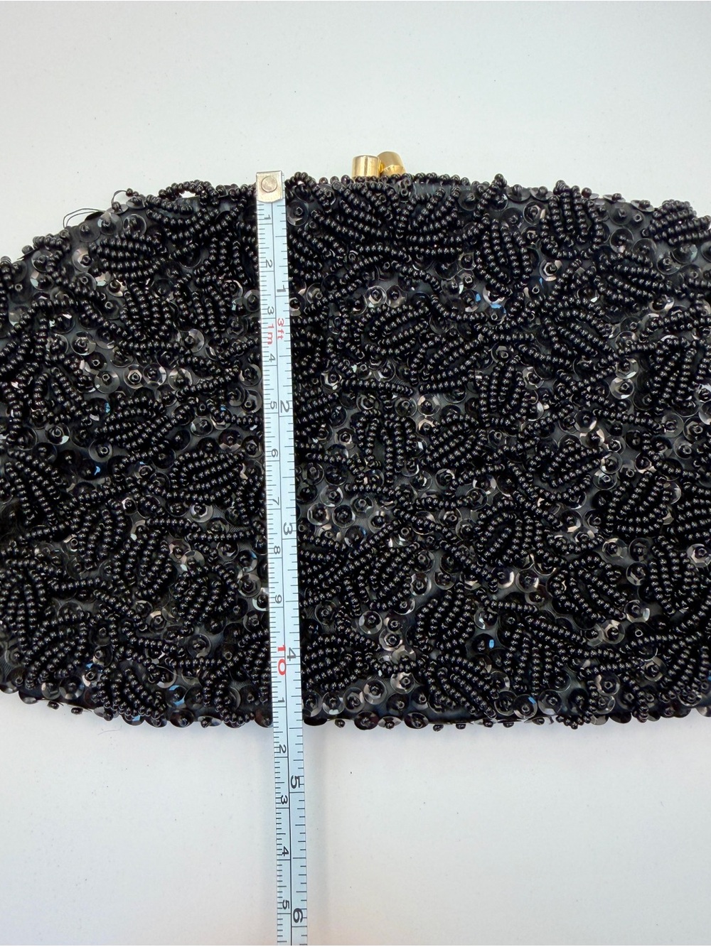 Vintage Hand Made in Hong Kong Black Beaded Sequin Evening Clutch Bag - Picture 6 of 11